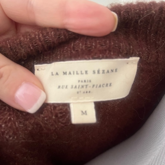 Sezane chocolate brown Othello cardigan sweater M - Picture 4 of 5
